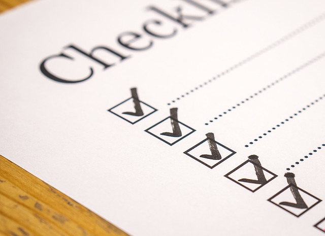 Image of a checklist with square check boxes