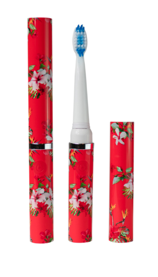 Red floral electric toothbrush