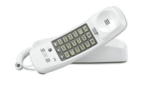  White tabletop phone with cord